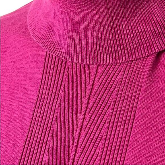 Tommy Hilfiger Magenta Turtleneck Sweater Button Cuff Size L Retro - Picture 5 of 14